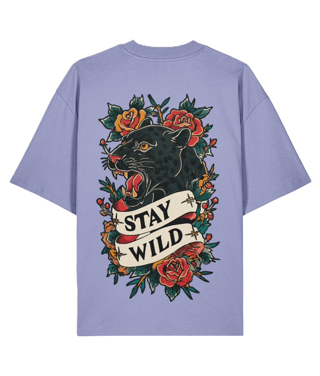 Stay Wild Oversized T-Shirt | Tattoo Design | Back Graphic