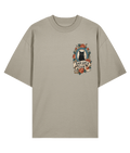 Stone Oversized Tattoo t-shirt with a black cat and floral design