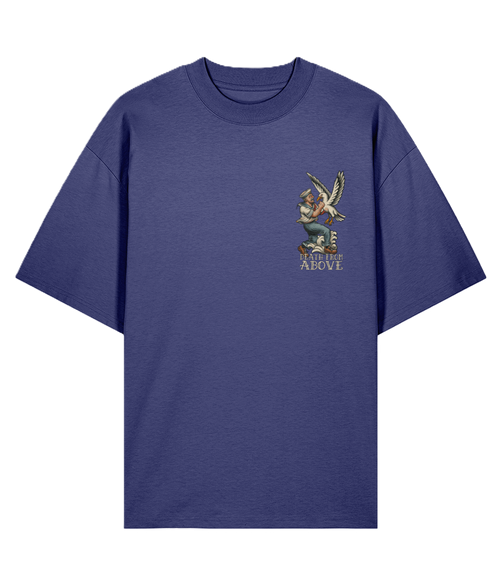 Blue t-shirt with a graphic tattoo design