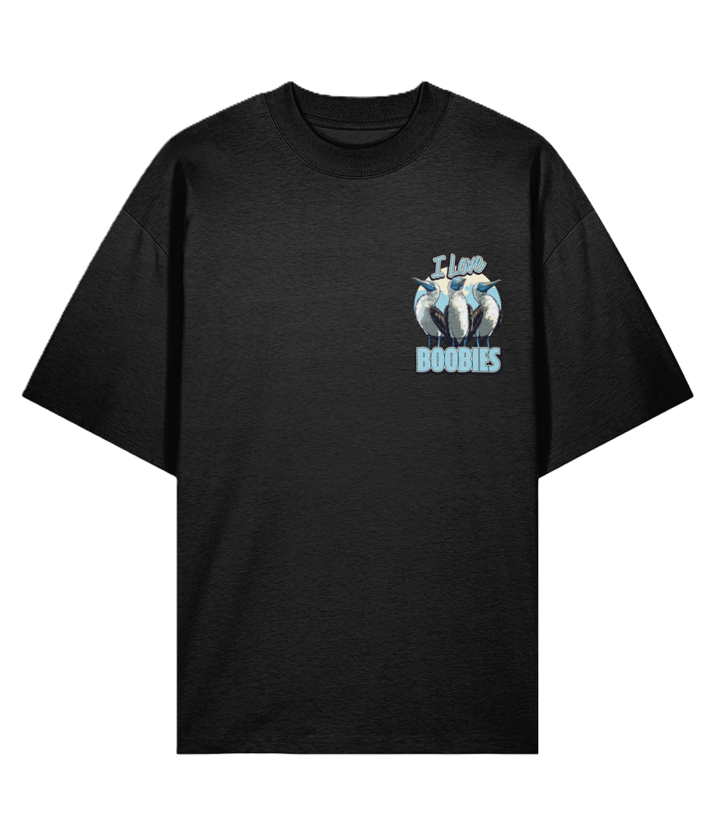 Black oversized graphic t-shirt with graphic design and text