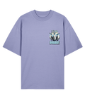 a violet oversized graphic t-shirt with a boobie design