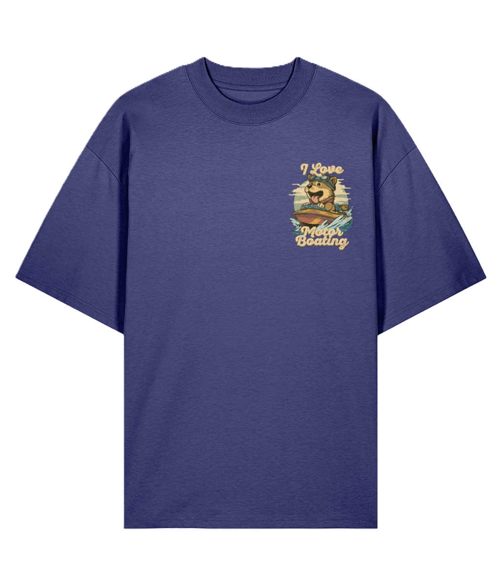 Blue oversized graphic t-shirt with a graphic design