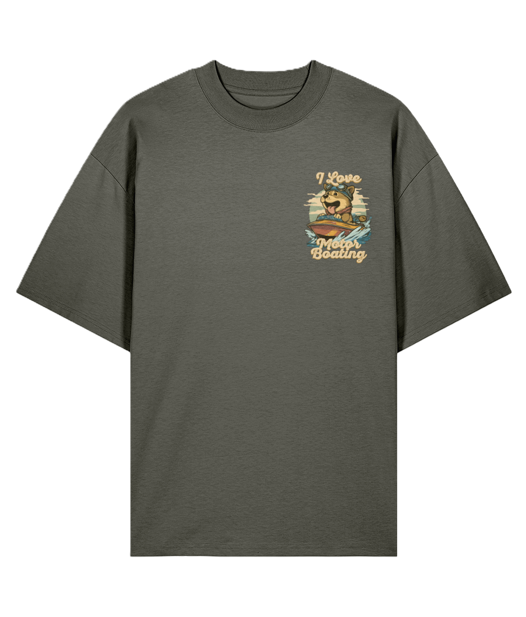 Khaki oversized t-shirt with a graphic design