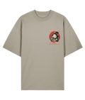 Beige oversized graphic t-shirt with funny graphic design