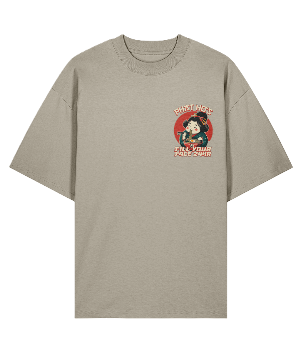 Beige oversized graphic t-shirt with funny graphic design