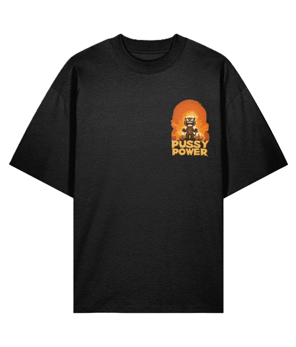 Black premium graphic t-shirt with 'Pussy Power' graphic design .