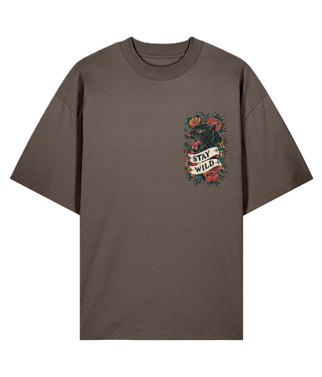 Brown graphic t-shirt with a tattoo design