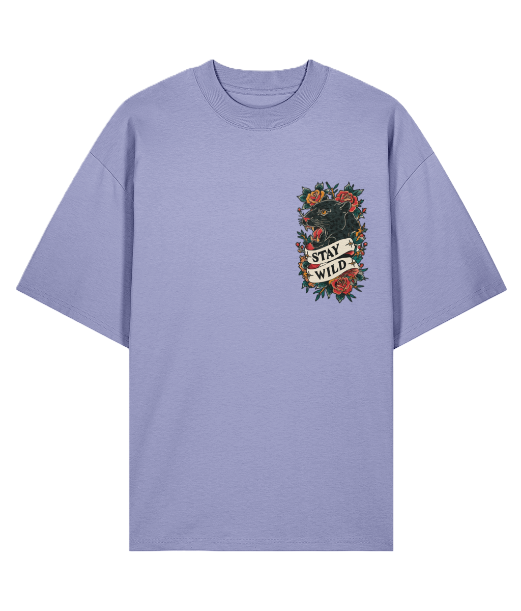 Stay Wild Oversized T-Shirt | Tattoo Design | Back Graphic