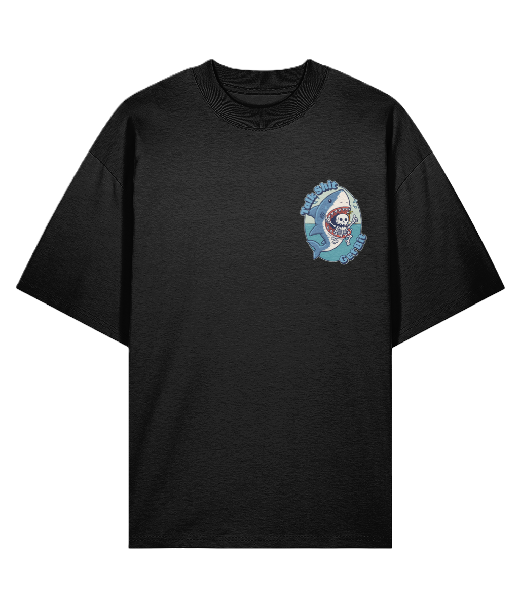 Black oversized graphic t-shirt with a colorful graphic design